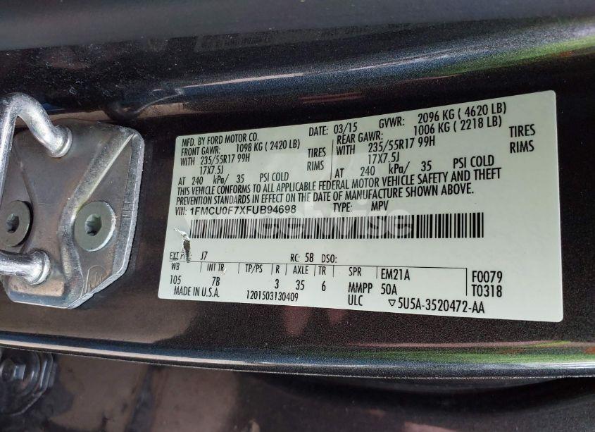 Photo 9 of 2015 Ford Escape S (VIN 1FMCU0F7XFUB94698)