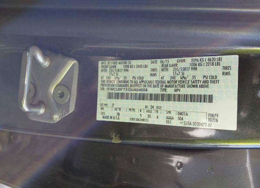 Photo 9 of 2016 Ford Escape S (VIN 1FMCU0F7XGUA04058)