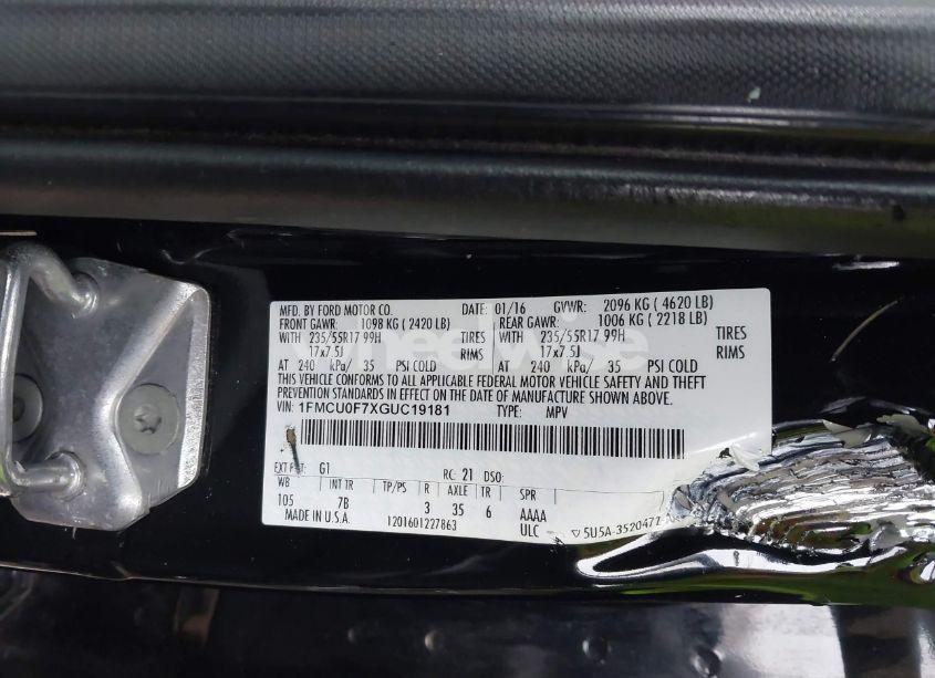 Photo 9 of 2016 Ford Escape S (VIN 1FMCU0F7XGUC19181)