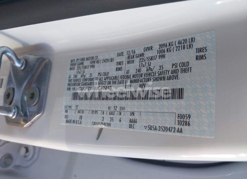 Photo 9 of 2017 Ford Escape S (VIN 1FMCU0F7XHUC49248)