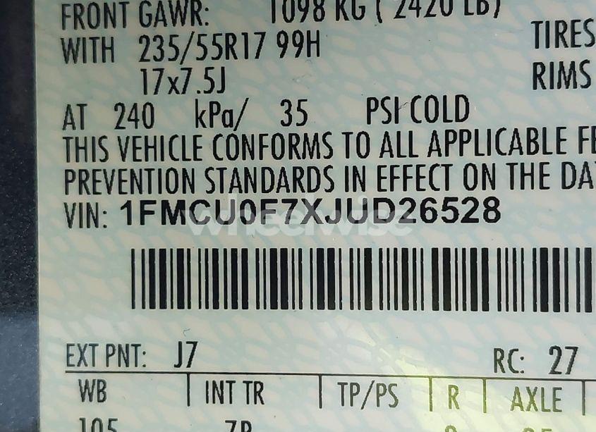 Photo 9 of 2018 Ford Escape S (VIN 1FMCU0F7XJUD26528)