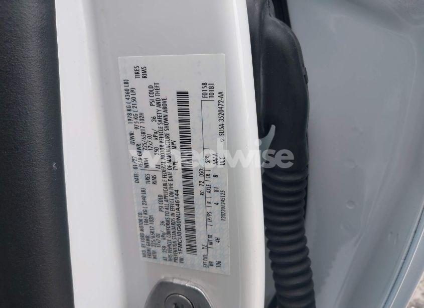 Photo 9 of 2022 Ford Escape SE (VIN 1FMCU0G60NUA46144)