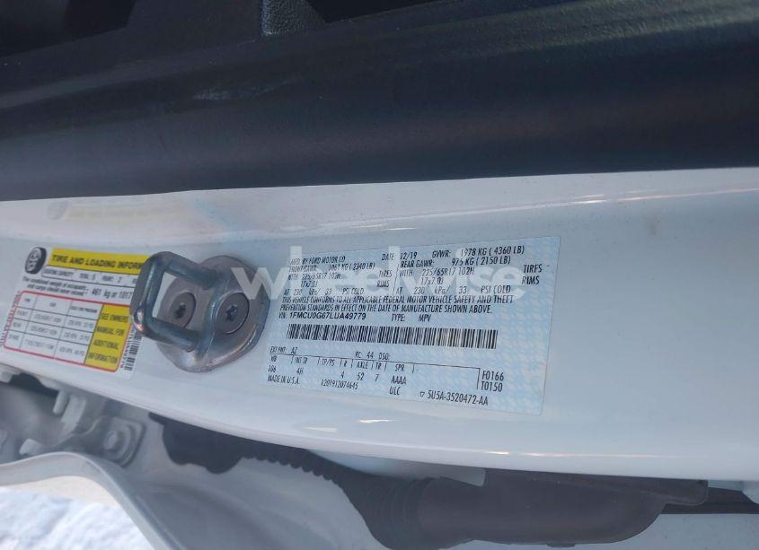 Photo 9 of 2020 Ford Escape SE (VIN 1FMCU0G67LUA49779)