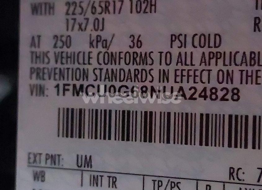 Photo 9 of 2022 Ford Escape SE (VIN 1FMCU0G68NUA24828)