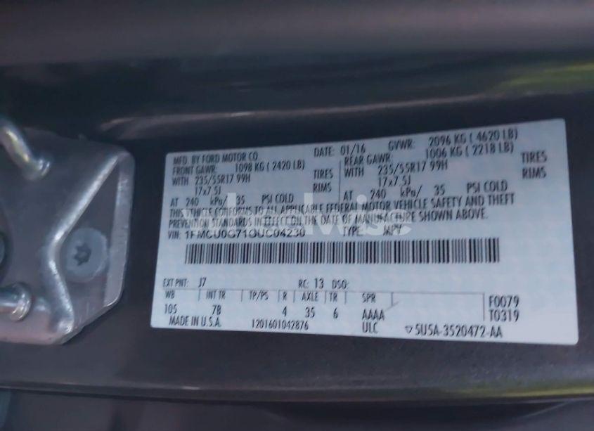 Photo 9 of 2016 Ford Escape SE (VIN 1FMCU0G71GUC04230)