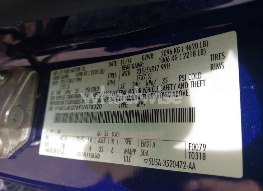 Photo 9 of 2015 Ford Escape SE (VIN 1FMCU0G78FUA78320)