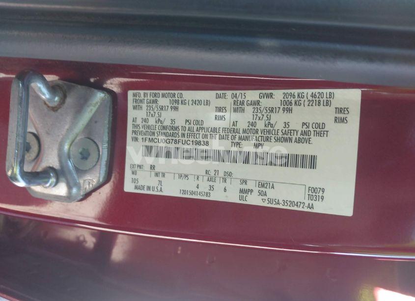 Photo 9 of 2015 Ford Escape SE (VIN 1FMCU0G78FUC19838)