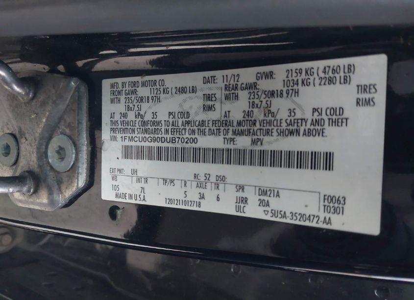 Photo 9 of 2013 Ford Escape SE (VIN 1FMCU0G90DUB70200)