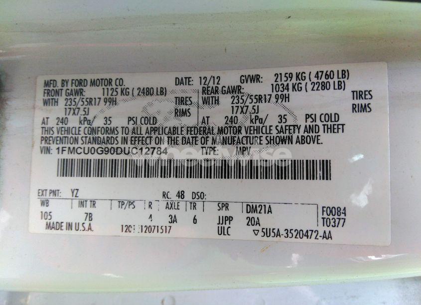 Photo 9 of 2013 Ford Escape SE (VIN 1FMCU0G90DUC12784)