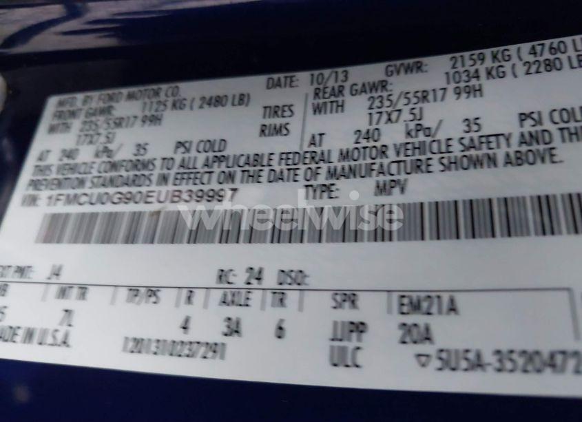 Photo 9 of 2014 Ford Escape SE (VIN 1FMCU0G90EUB39997)