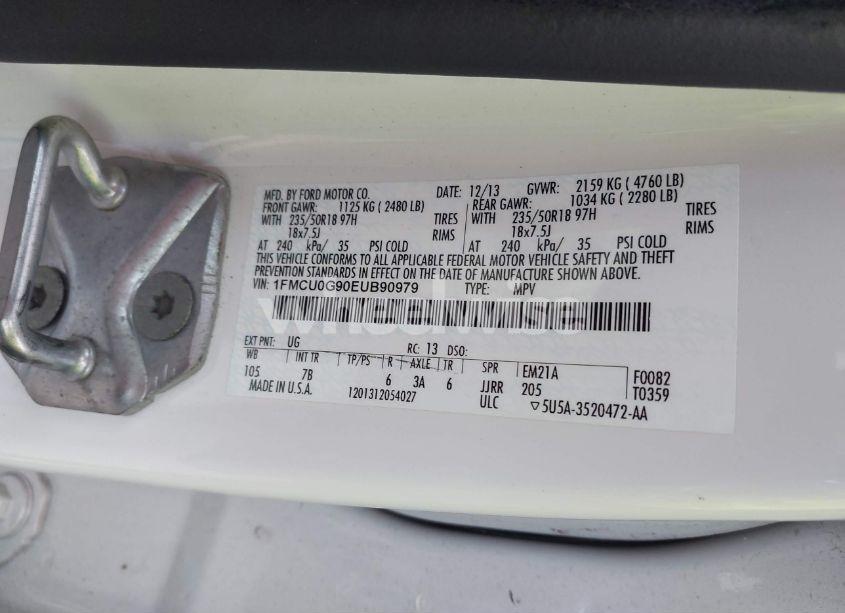 Photo 9 of 2014 Ford Escape SE (VIN 1FMCU0G90EUB90979)