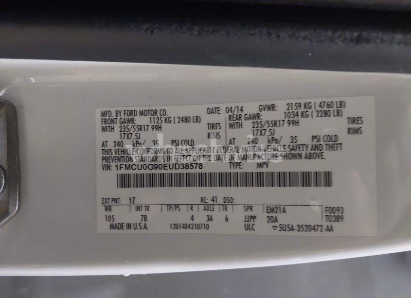 Photo 9 of 2014 Ford Escape SE (VIN 1FMCU0G90EUD38578)