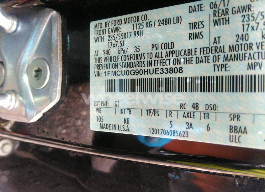 Photo 9 of 2017 Ford Escape SE (VIN 1FMCU0G90HUE33808)