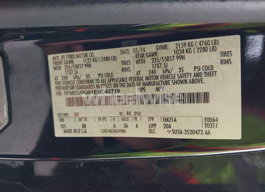 Photo 9 of 2014 Ford Escape SE (VIN 1FMCU0G91EUD42719)