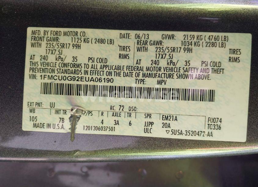 Photo 9 of 2014 Ford Escape SE (VIN 1FMCU0G92EUA06190)