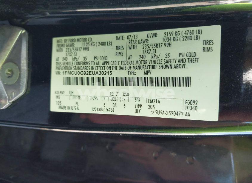 Photo 9 of 2014 Ford Escape SE (VIN 1FMCU0G92EUA30215)