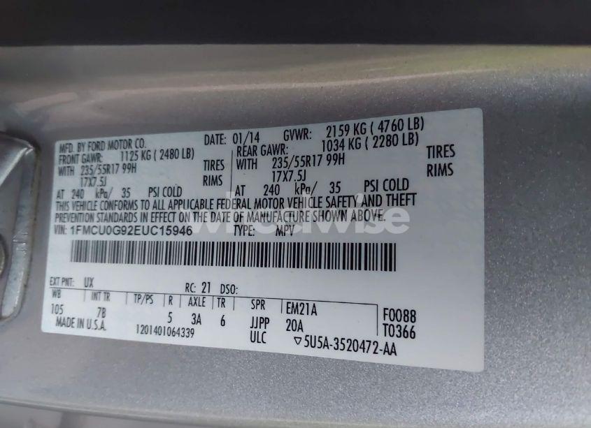 Photo 9 of 2014 Ford Escape SE (VIN 1FMCU0G92EUC15946)