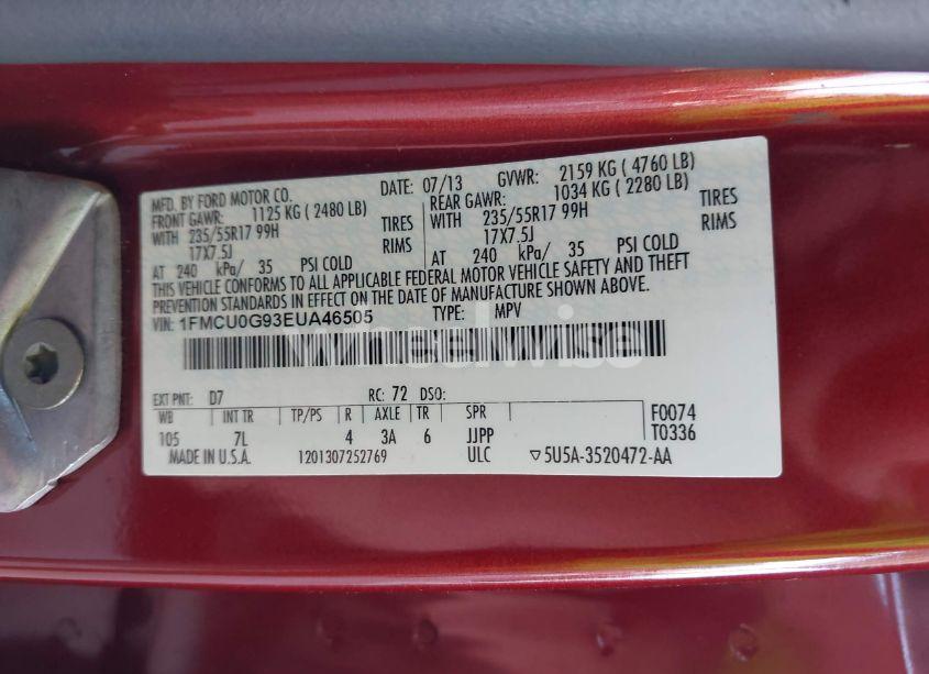 Photo 9 of 2014 Ford Escape SE (VIN 1FMCU0G93EUA46505)