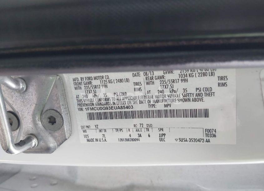 Photo 9 of 2014 Ford Escape SE (VIN 1FMCU0G93EUA85403)