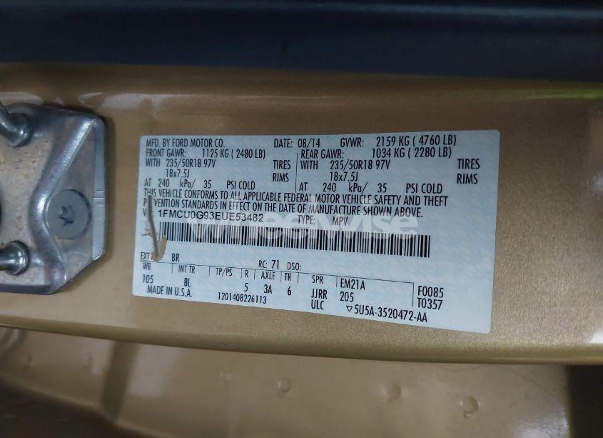 Photo 9 of 2014 Ford Escape SE (VIN 1FMCU0G93EUE53482)