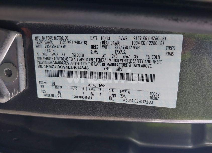 Photo 9 of 2014 Ford Escape SE (VIN 1FMCU0G94EUB14648)