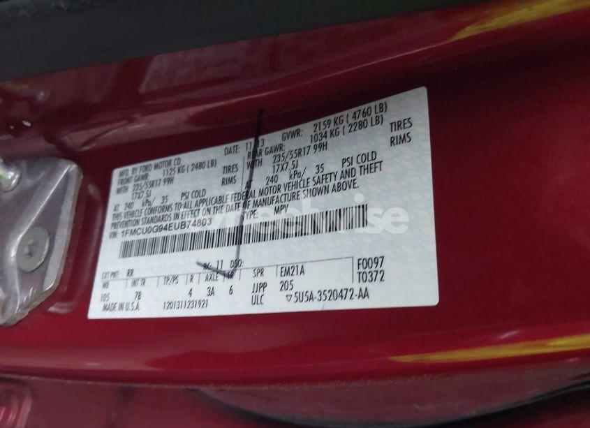 Photo 9 of 2014 Ford Escape SE (VIN 1FMCU0G94EUB74803)