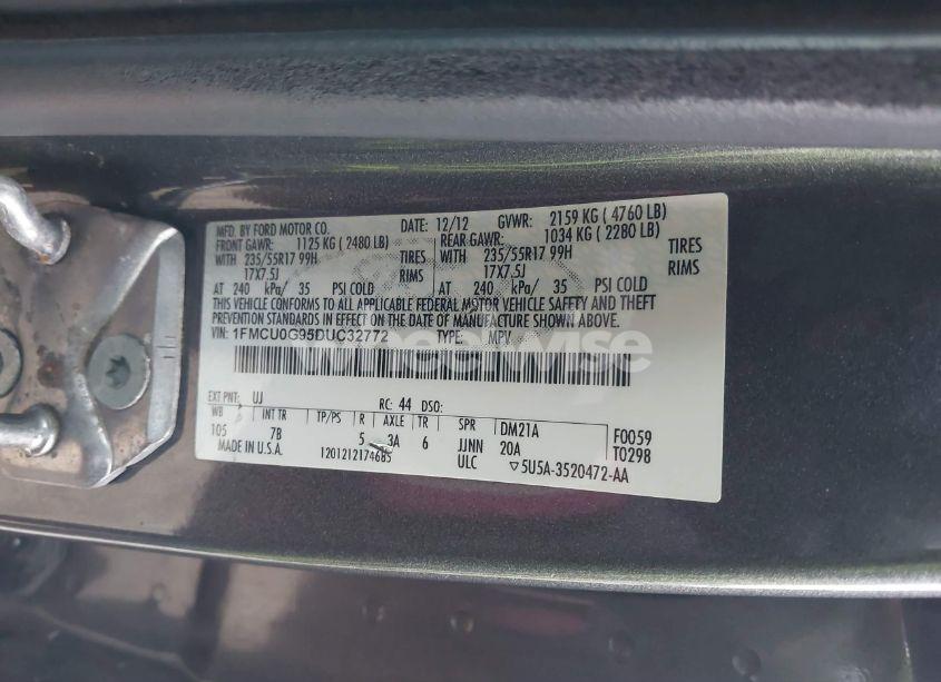 Photo 9 of 2013 Ford Escape SE (VIN 1FMCU0G95DUC32772)