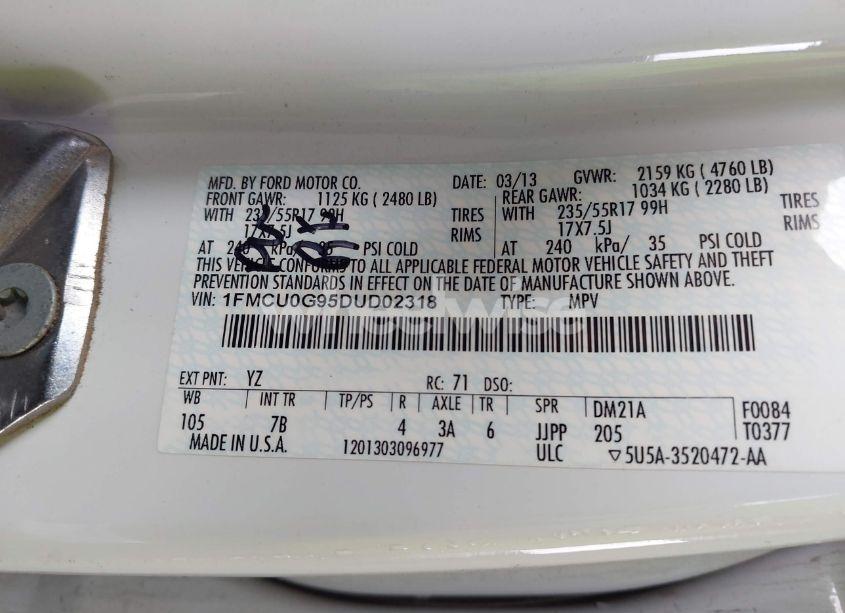 Photo 9 of 2013 Ford Escape SE (VIN 1FMCU0G95DUD02318)