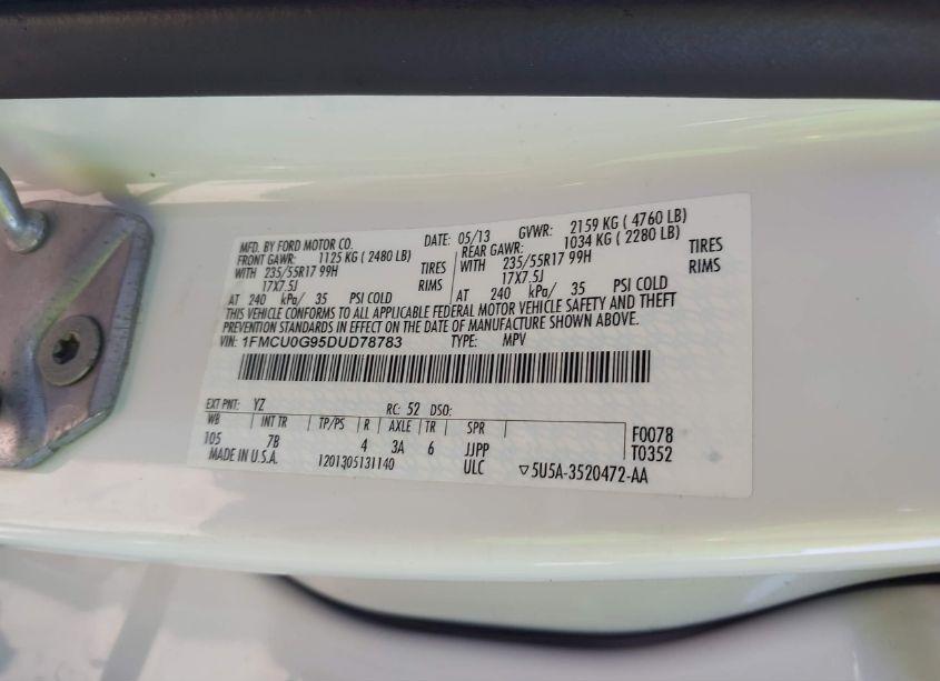 Photo 9 of 2013 Ford Escape SE (VIN 1FMCU0G95DUD78783)