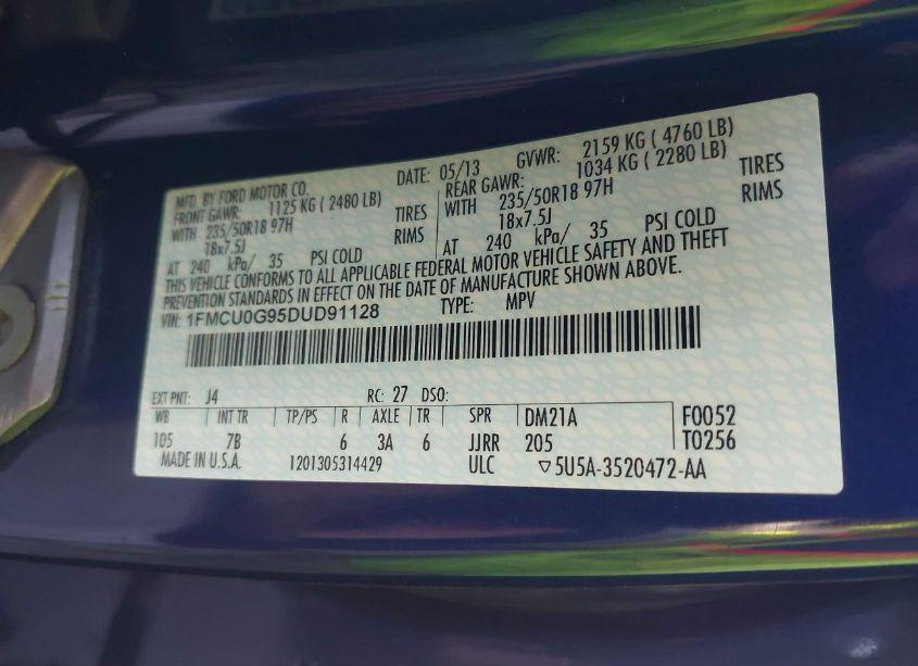 Photo 9 of 2013 Ford Escape SE (VIN 1FMCU0G95DUD91128)