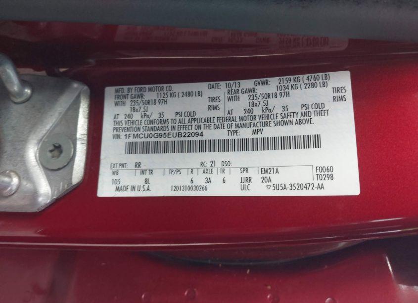 Photo 9 of 2014 Ford Escape SE (VIN 1FMCU0G95EUB22094)