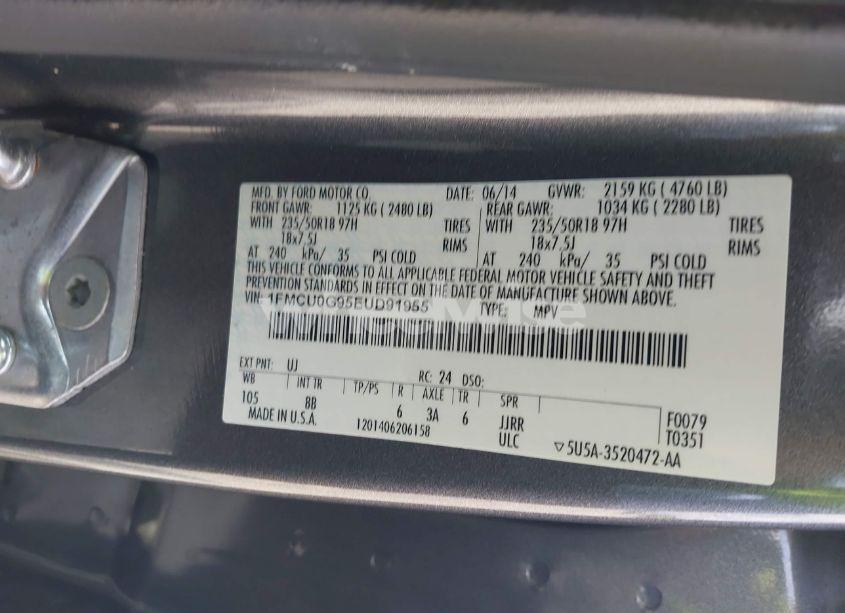 Photo 9 of 2014 Ford Escape SE (VIN 1FMCU0G95EUD91955)