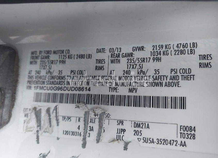 Photo 9 of 2013 Ford Escape SE (VIN 1FMCU0G96DUD08614)