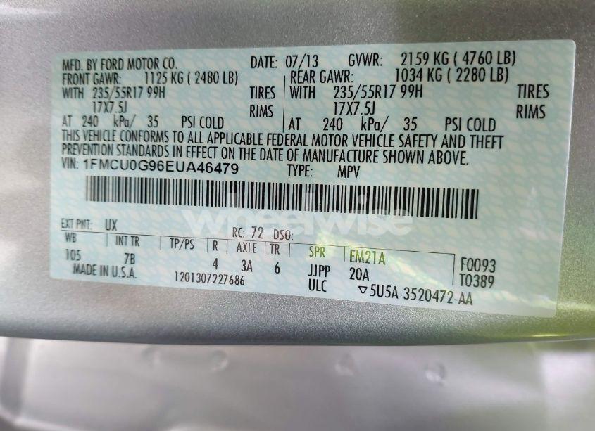 Photo 9 of 2014 Ford Escape SE (VIN 1FMCU0G96EUA46479)