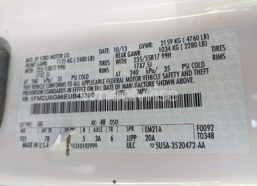 Photo 9 of 2014 Ford Escape SE (VIN 1FMCU0G96EUB43360)