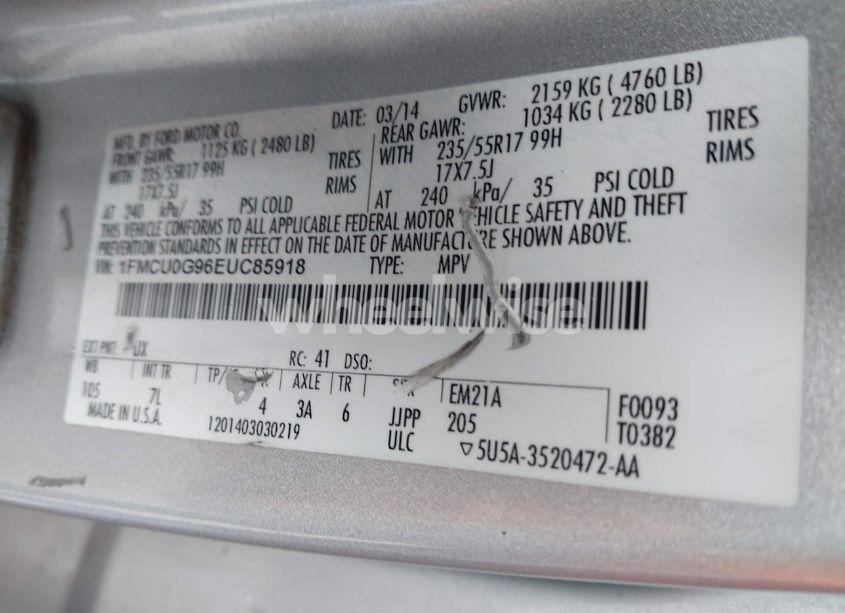 Photo 9 of 2014 Ford Escape SE (VIN 1FMCU0G96EUC85918)