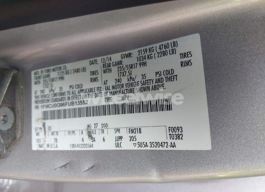 Photo 9 of 2015 Ford Escape SE (VIN 1FMCU0G96FUB13552)