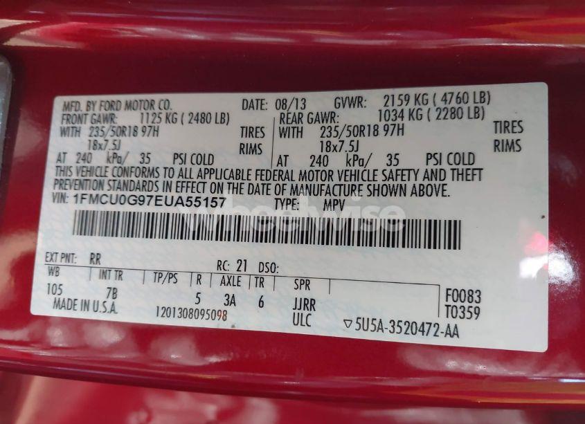 Photo 9 of 2014 Ford Escape SE (VIN 1FMCU0G97EUA55157)