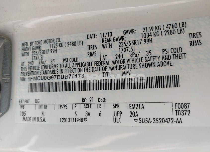 Photo 9 of 2014 Ford Escape SE (VIN 1FMCU0G97EUB76173)