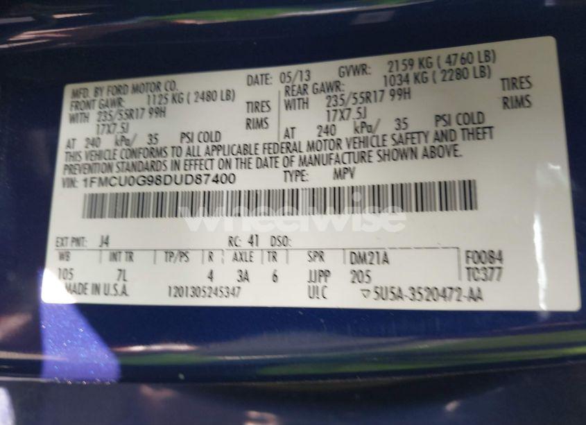 Photo 9 of 2013 Ford Escape SE (VIN 1FMCU0G98DUD87400)