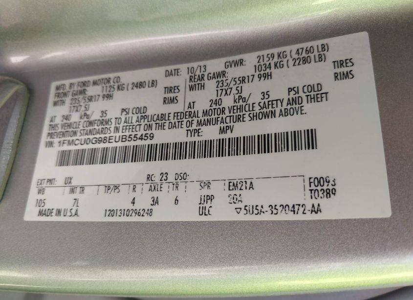 Photo 9 of 2014 Ford Escape SE (VIN 1FMCU0G98EUB55459)