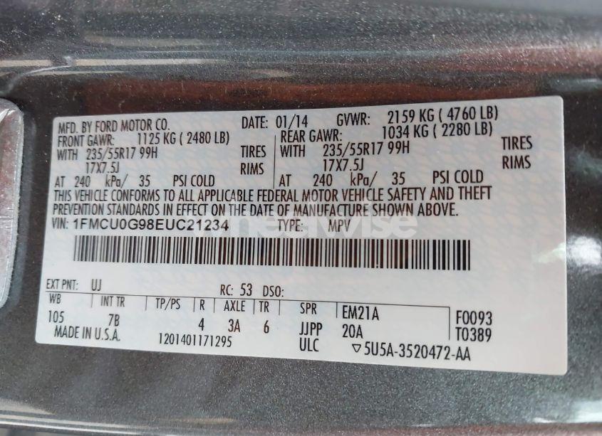 Photo 9 of 2014 Ford Escape SE (VIN 1FMCU0G98EUC21234)