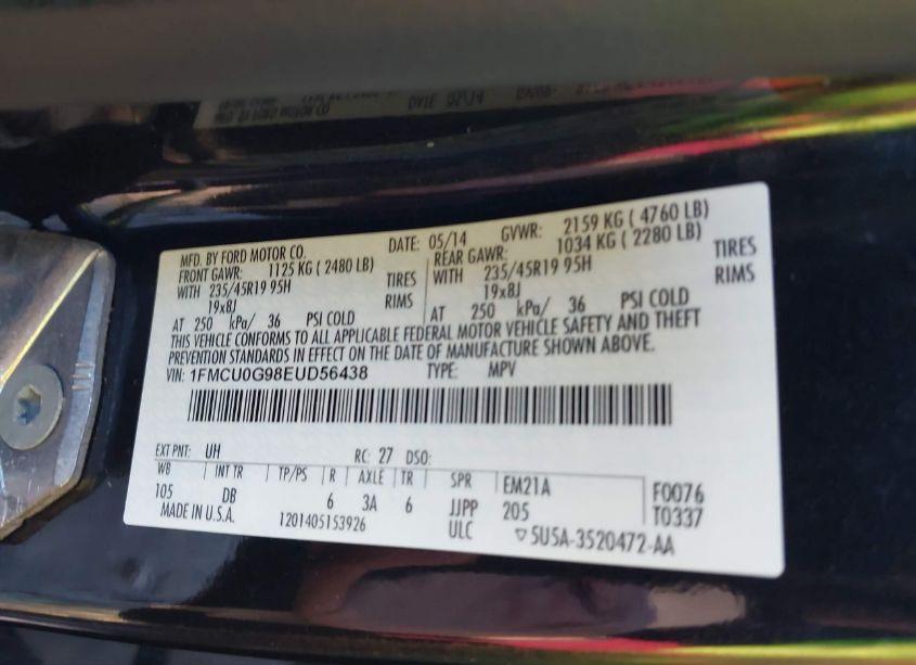 Photo 9 of 2014 Ford Escape SE (VIN 1FMCU0G98EUD56438)