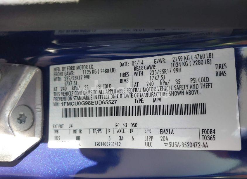 Photo 9 of 2014 Ford Escape SE (VIN 1FMCU0G98EUD65527)