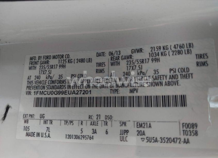 Photo 9 of 2014 Ford Escape SE (VIN 1FMCU0G99EUA27201)