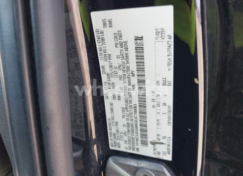 Photo 9 of 2016 Ford Escape SE (VIN 1FMCU0G99GUC19883)