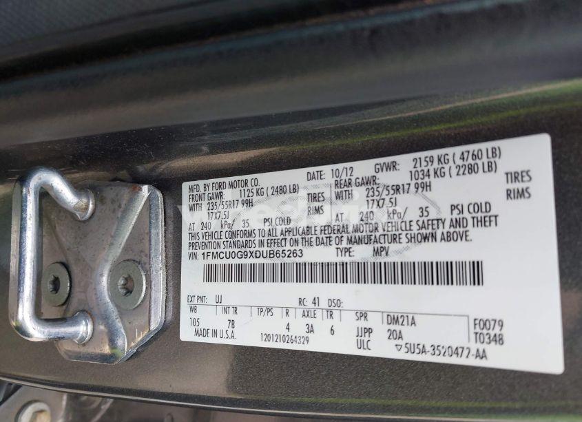 Photo 9 of 2013 Ford Escape SE (VIN 1FMCU0G9XDUB65263)