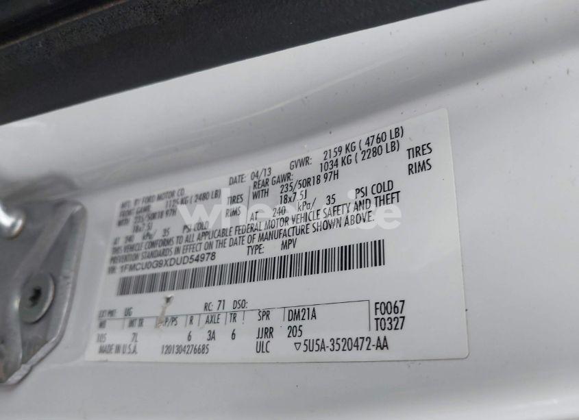 Photo 9 of 2013 Ford Escape SE (VIN 1FMCU0G9XDUD54978)