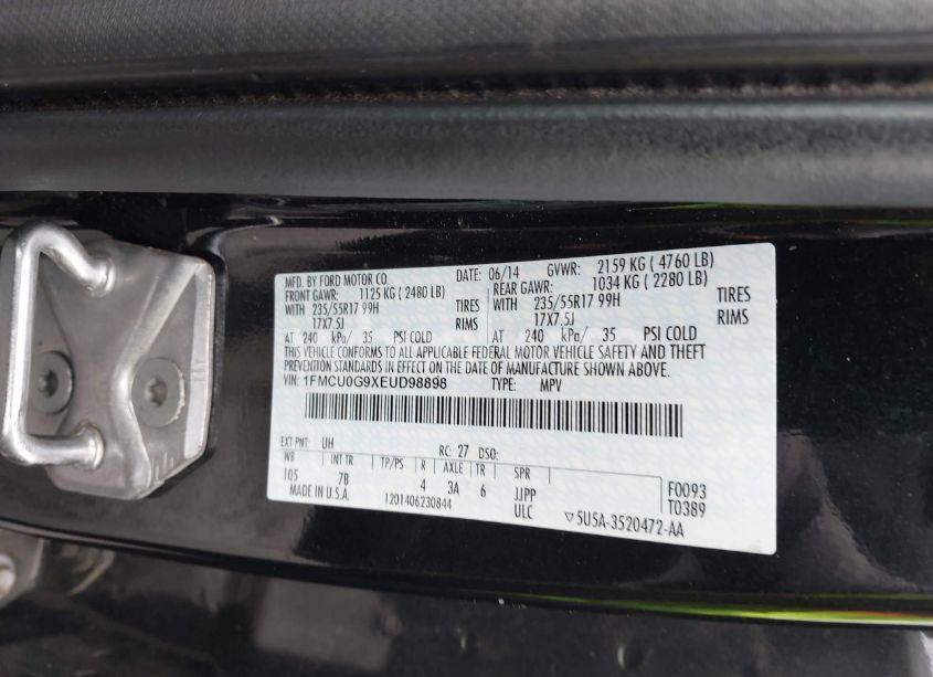 Photo 9 of 2014 Ford Escape SE (VIN 1FMCU0G9XEUD98898)