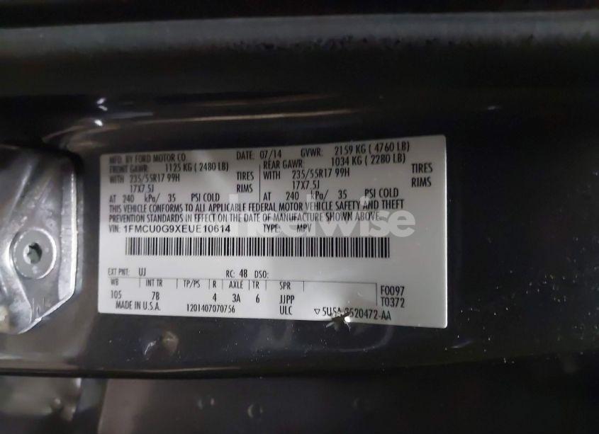 Photo 9 of 2014 Ford Escape SE (VIN 1FMCU0G9XEUE10614)